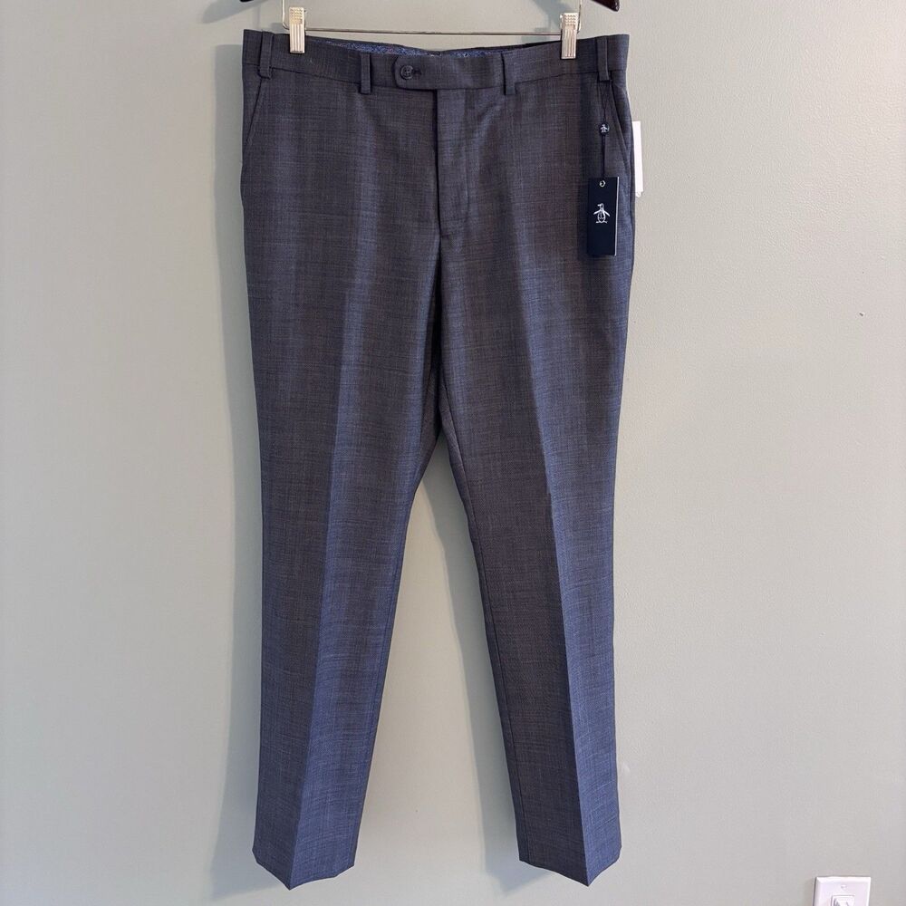 NWT Penguin by Munsingwear Grey Wool Blend Comfort Stretch Dress Pants 36 x 32